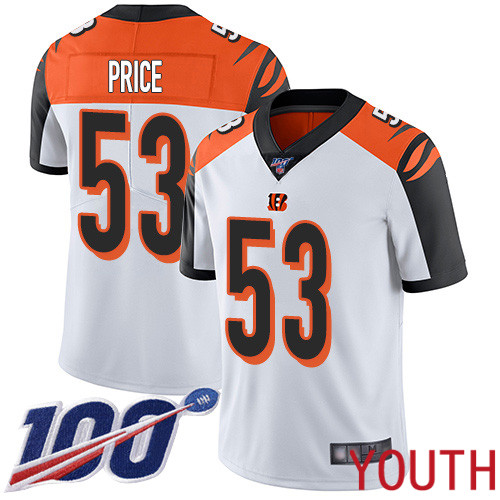Cincinnati Bengals Limited White Youth Billy Price Road Jersey NFL Footballl 53 100th Season Vapor Untouchable